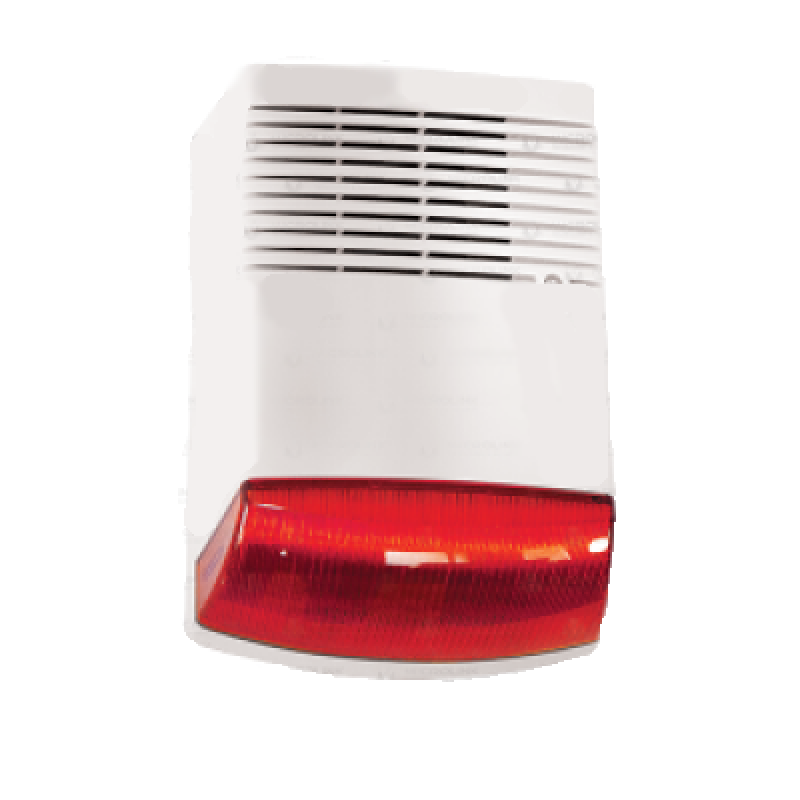 BS-125 50W OUTDOOR WHITE SIREN WITH RED OPTICAL SIGNALING ΣΕΙΡΗΝΑ ΕΞΩΤΕΡΙΚΗ ΛΕΥΚΗ ΜΕ ΚΟΚΚΙΝΟ ΦΑΡΟ