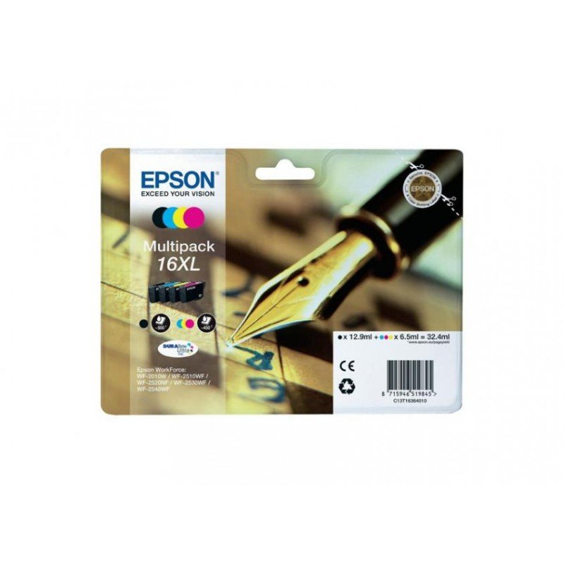 Epson 16XL Workforce WF-2750DWF Multi Pack (Black & 3 Colours) Σετ Μελάνια Μαύρο & Έγχρωμα C13T16364012