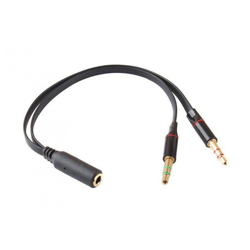 Headset Adapter Stereo 0.20m Jack 3.5 3pin Female To 2 X 3.5 3pin Male Gold Powertech CAB-J028