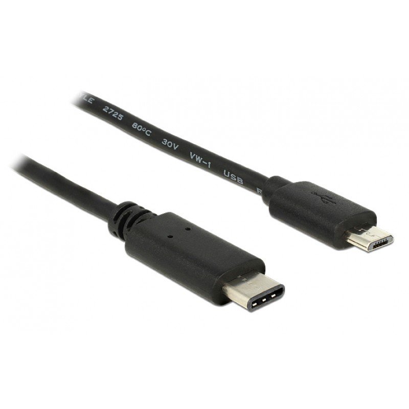 POWERTECH CAB-UC011 USB 2.0 TYPE C TO MICRO USB CABLE BLACK 1m