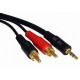 JACK MALE 3.5 TO 2 X RCA MALE CABLE GOLD 1.5m FTT1-015 18116