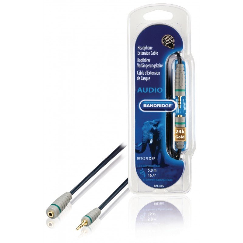 BANDRIDGE BAL3605 JACK 3.5 MALE TO JACK 3.5 FEMALE AUDIO CABLE GOLD 5m ΚΑΛΩΔΙΟ ΠΡΟΕΚΤΑΣΗΣ ΗΧΟΥ ΕΠΙΧΡΥΣΟ