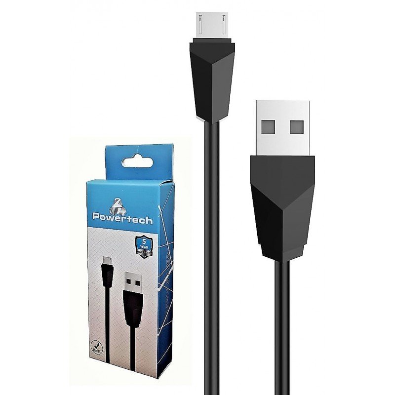 Powertech CAB-U081 USB A 2.0 Cable Male To Micro USB B Black 1m PTR-0025