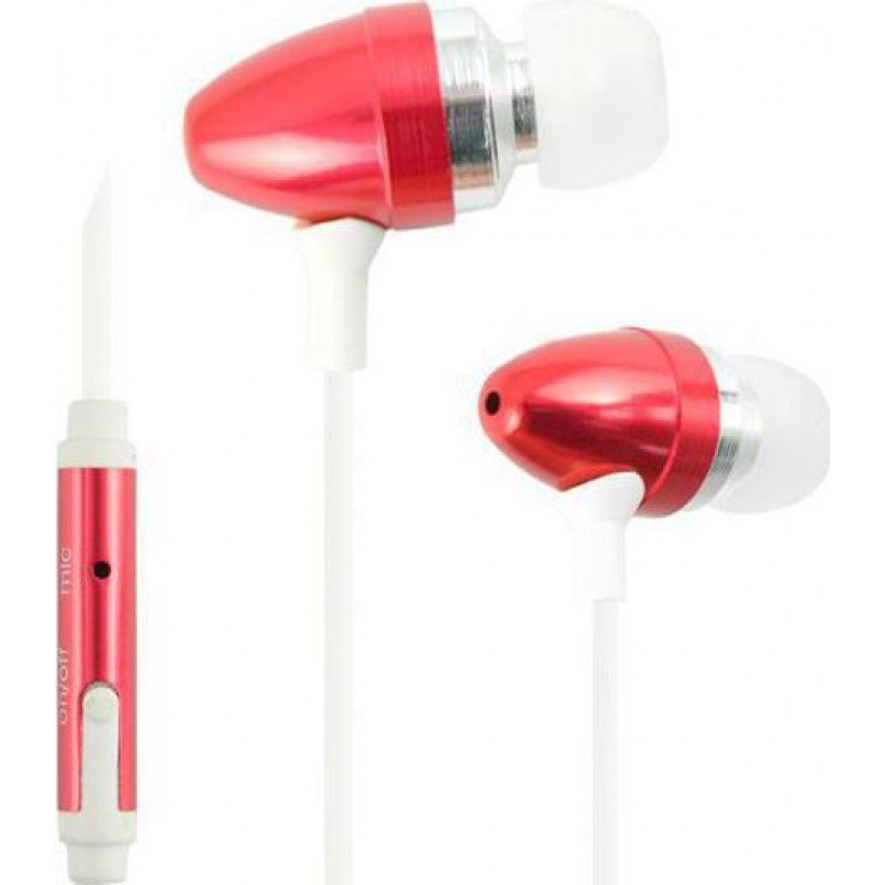 YISON EX100-R HEADSET & MICROPHONE HANDSFREE EARPHONES RED-WHITE iPHONE-SMART PHONE ΑΚΟΥΣΤΙΚΑ ΜΕ ΜΙΚΡΟΦΩΝΟ ΨΕΙΡΕΣ ΛΕΥΚΑ-ΚΟΚΚΙΝΑ