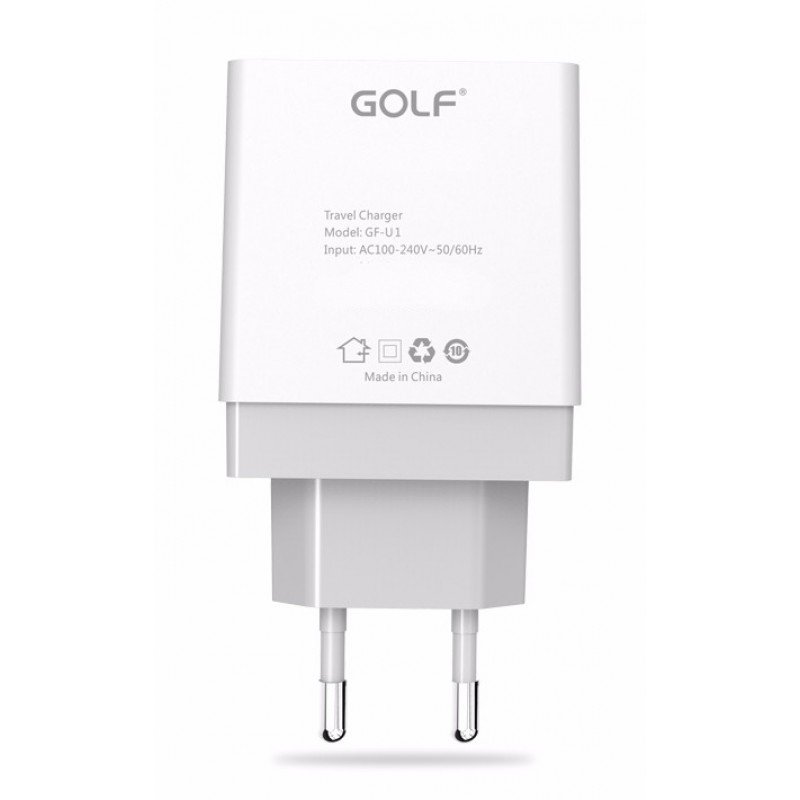 GOLF U1QX-WH UNIVERSAL POWER PLUG CHARGER AC 1 Χ USB  5V 1A WHITE TRAVEL CHARGING SUPPLY iPHONE RETAIL ΤΡΟΦΟΔΟΤΙΚΟ ΠΡΙΖΑΣ PT-759