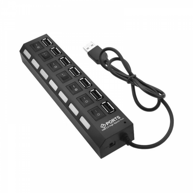 USB 2.0 HUB 7 PORT + AC POWER ADAPTER SLIM BLACK POWERTECH PT-111 12054