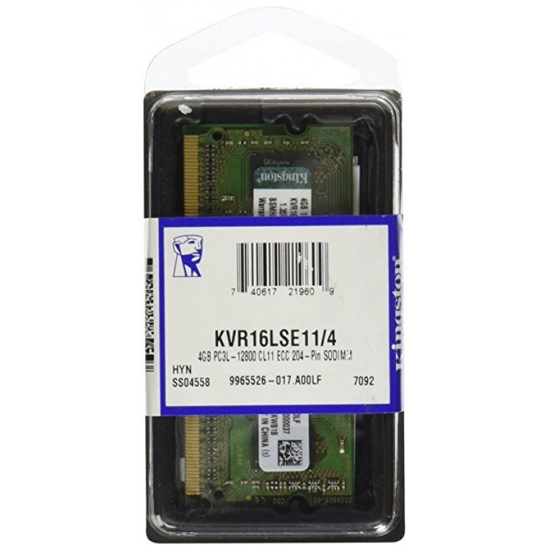 4Gb Memory Ram Sodim DDR3 1600Mhz Kingston 1.35V CL11 KVR16LSE11/4 Μνήμη Server KVR16LN11/4