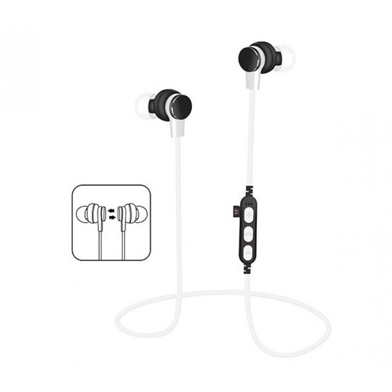 BT MS-T1 MAGNET SPORTS FREE MOTION HANDSFREE WIRELESS BLUETOOTH HEADSET MINI WHITE ΑΚΟΥΣΤΙΚΑ ΑΣΥΡΜΑΤΑ ΜΕ ΜΙΚΡΟΦΩΝΟ ΜΑΓΝΗΤΙΚΑ ΛΕΥΚΑ