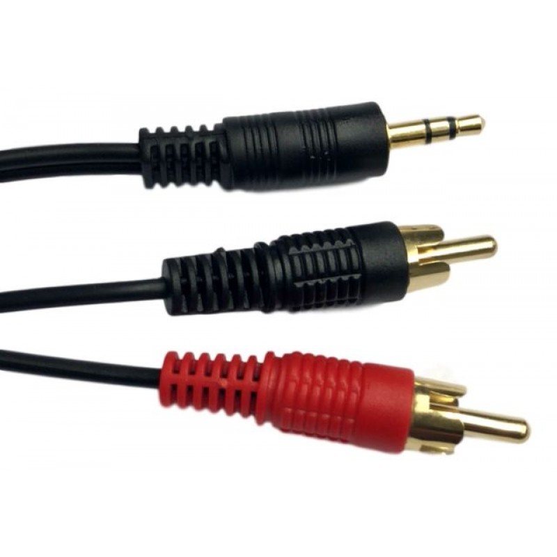 JACK MALE 3.5 TO 2 X RCA MALE SOUND CABLE GOLD 3m 18074