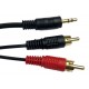 JACK MALE 3.5 TO 2 X RCA MALE CABLE GOLD 1.5m FTT1-015 18116