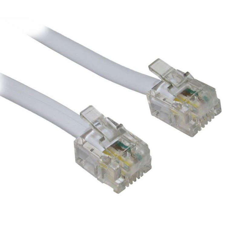 Καλώδιο Τηλεφώνου RJ11 Λευκό Telephone Cable 7m White 6P4C CAB-T005