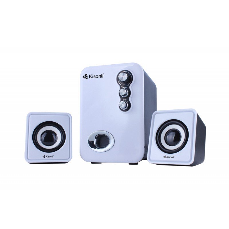 Ηχεία 2.1 11Watt Λευκά Kisonli U-2100 Multimedia USB Speaker Set White