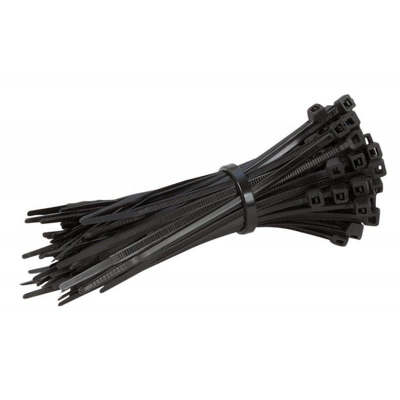 TIES-009 Cable Wraps Black 3.6mm X 200mm Δεματικά Καλωδίων Μαύρα (100 Pack)