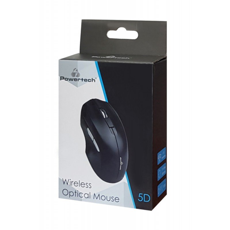 Mouse Wireless 2.4G Optical USB Black 1200dpi 5D Ποντίκι Οπτικό Ασύρματο Powertech PT-852