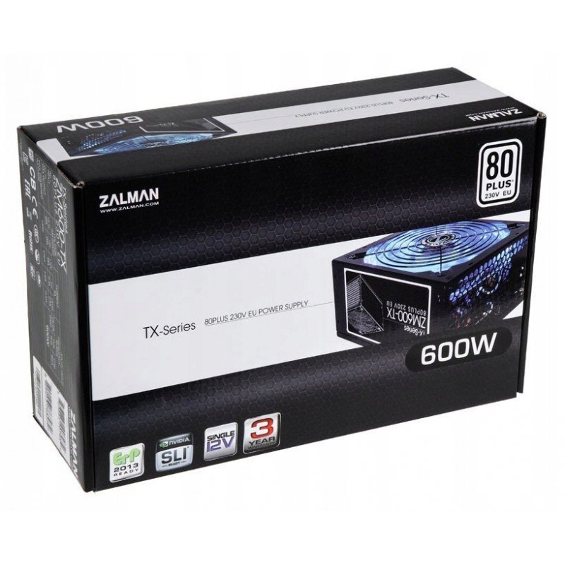 600w Power Supply Zalman ZM600-TX Tower Psu 80Plus Active PFC Led Τροφοδοτικό Υπολογιστή Μαύρο