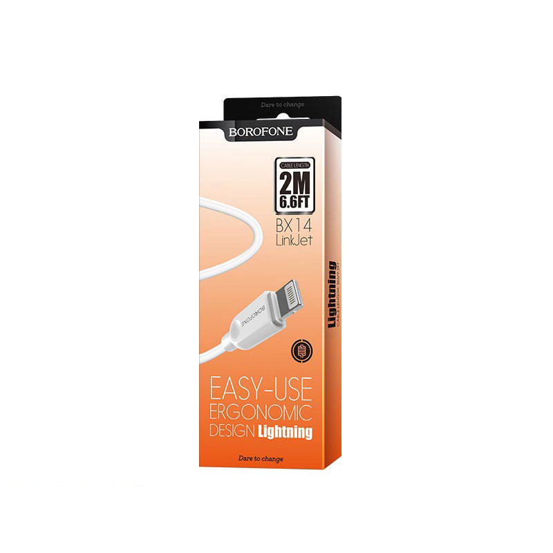 USB A 2.0 Cable To Lightning 2m White Καλώδιο Φόρτισης-Δεδομένων Λευκό Borofone BX14 LinkJet