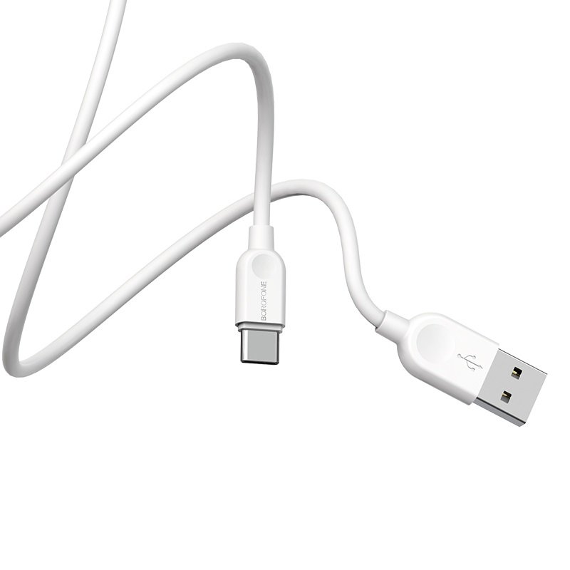 USB A 2.0 Cable To Type-C 2m White Καλώδιο Φόρτισης-Δεδομένων Λευκό Borofone BX14 LinkJet