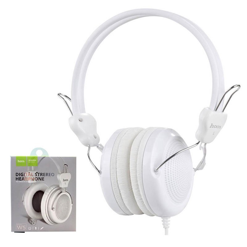 Headphone Stereo 3.5mm With Mic White Ακουστικά Λευκά με Μικρόφωνο Και Πλήκτρο Ελέγχου Hoco W5 Manno