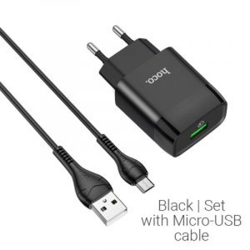 Τροφοδοτικό Πρίζας Power Charger AC 5V 2.1Am Travel Charger Black 10.5W Hoco N2 Micro USB