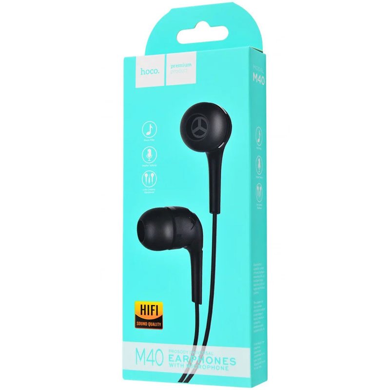 Hands Free Hoco M40 Prosody Earphones 1.2m Stereo 3.5mm Μαύρα Με Μικρόφωνο Και Πλήκτρο Λειτουργίας