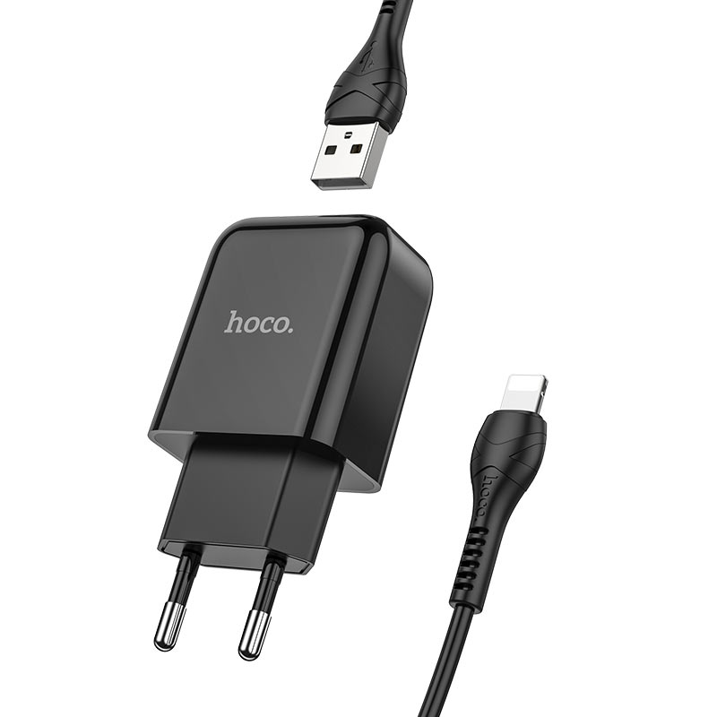 Τροφοδοτικό Πρίζας Power Charger AC 5V 2.1Am Travel Charger Black 10.5W Hoco N2 Lightning