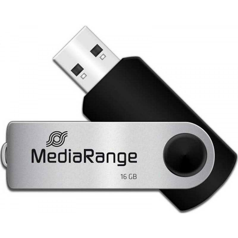 16GB USB 2.0 Stick Flash Drive Silver-Black MediaRange MR910 Στικάκι