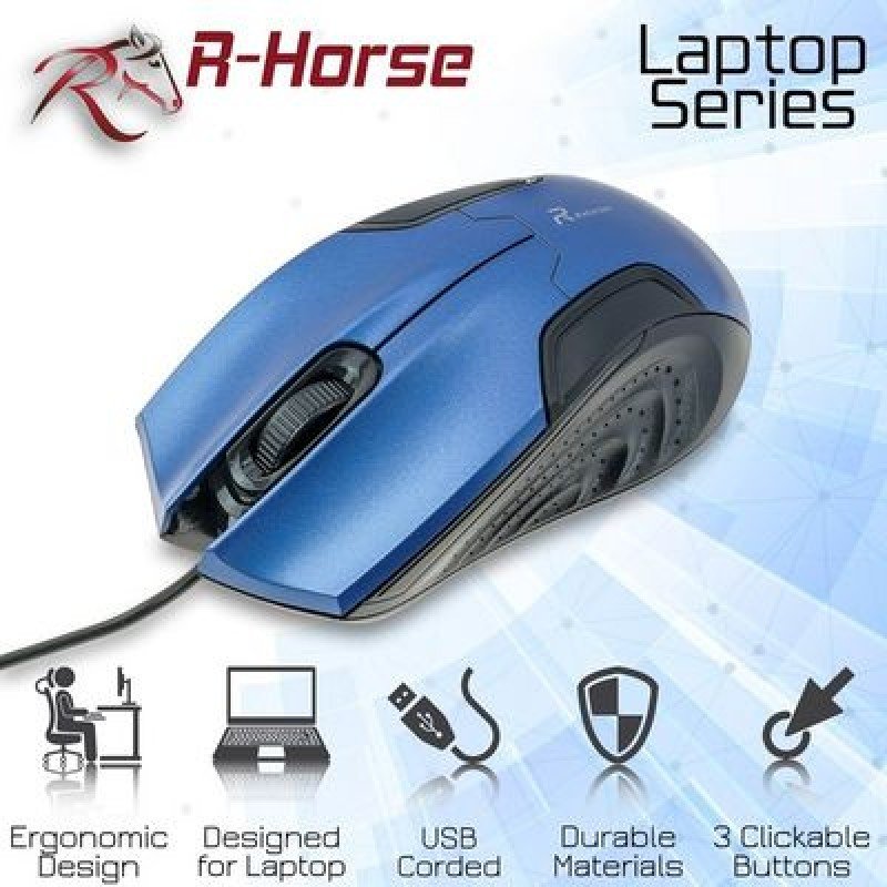 R-Horse Wired Optical Mouse 3200Dpi Ενσύρματο Οπτικό Ποντίκι Μαύρο-Μπλε FC-3018