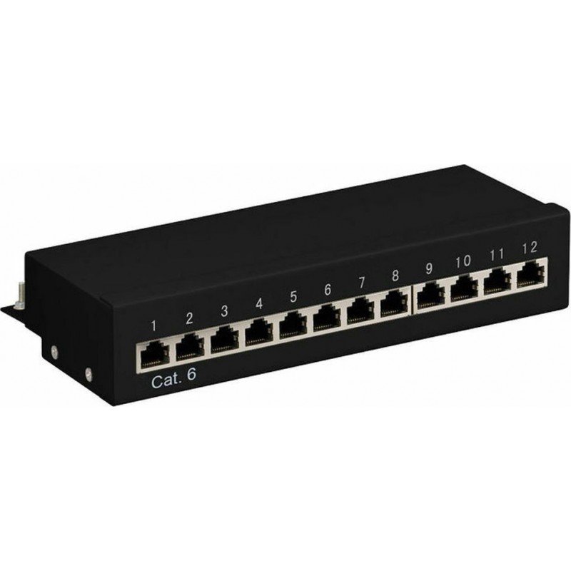 Goobay 69307 Patch Panel UTP Ethernet Cat 6 STP Shielded 12 Port Black