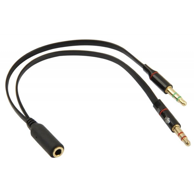 Headset Adapter Stereo 0.20m Jack 3.5 4pin Female To 2 X 3.5 3pin Male Gold Powertech CAB-J047