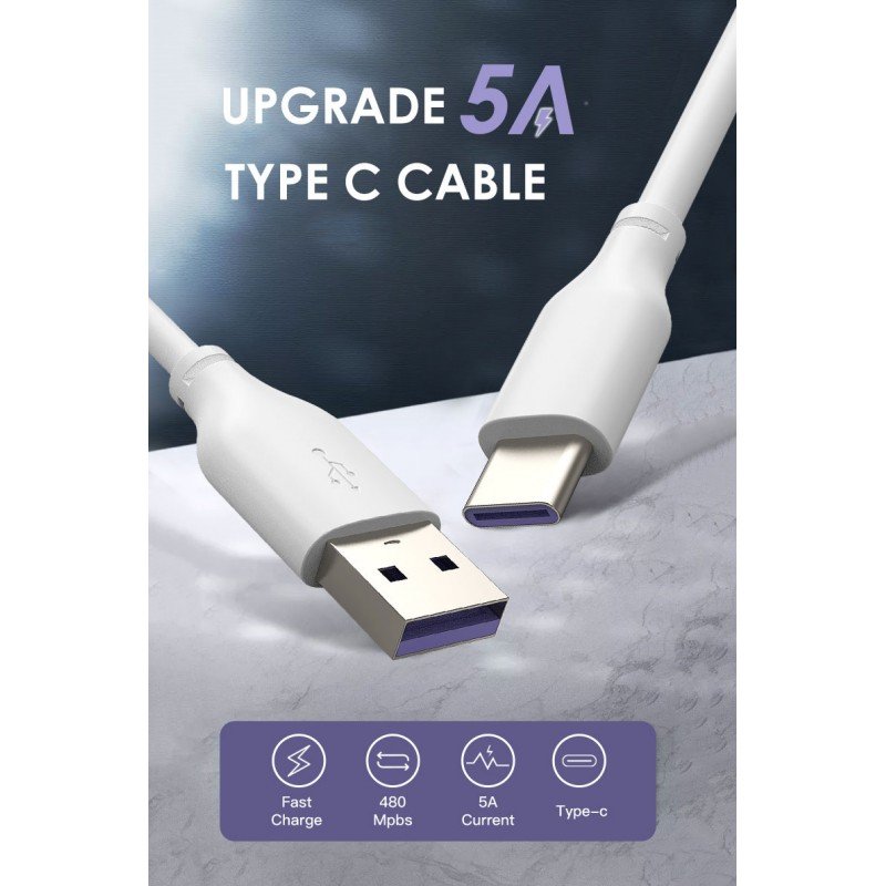 USB A 3.0 Cable Male To Type C Male 5A White 1m Καλώδιο Σύνδεσης Λευκό CT-C160-U325A