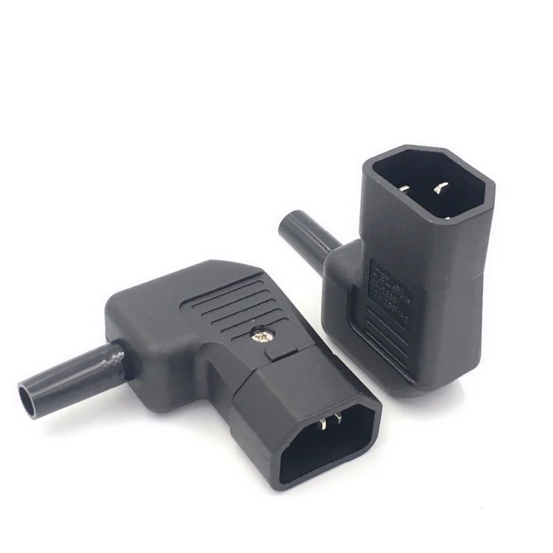 Γωνιακός Αντάπτορας Τροφοδοσίας  Corner Power Adaptor 3pin IEC-320-C14 Male Black Ultimax AC-7007B