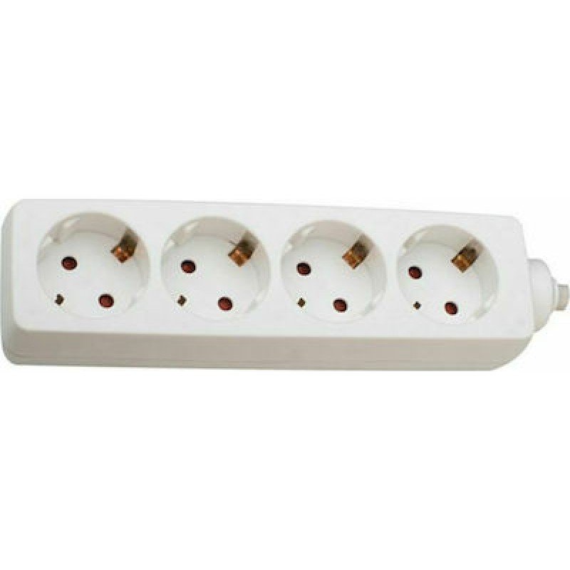 Πολύμπριζο 4 Θέσεων Λευκό Power Socket Shucko White KF-RB-04