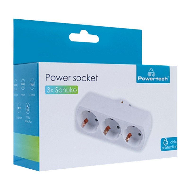 Πολύμπριζο 3 Θέσεων Λευκό Power Socket Shucko White PT-822