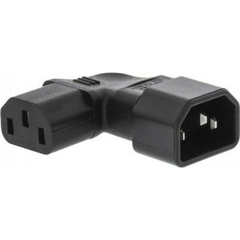 Γωνιακός Αντάπτορας Τροφοδοσίας Μούφα Corner Power Adaptor IEC-320 M/F Black VLEP11903B