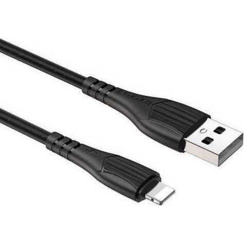 Borofone USB A 2.0 Cable To Lightning 1m Black 2.4A Καλώδιο Φόρτισης-Δεδομένων Μαύρο BX37