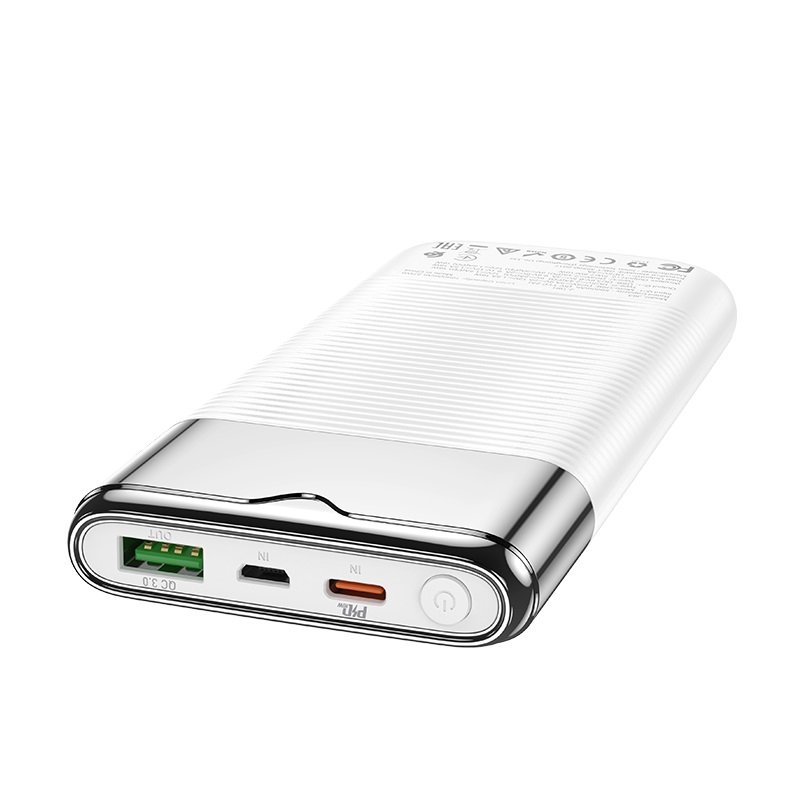 Power Bank Wireless 10000mAh 5V 3A 18W PD+QC3.0 Type C & Micro Usb White Μπαταρία-Φορτιστής Κινητών Συσκευών Hoco J63 Velocity