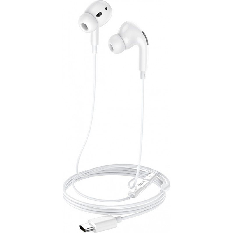 Hands Free Earphones Stereo Type C 1.2m White Ακουστικά Στερεοφωνικά & Μικρόφωνο Λευκά Hoco M1Pro