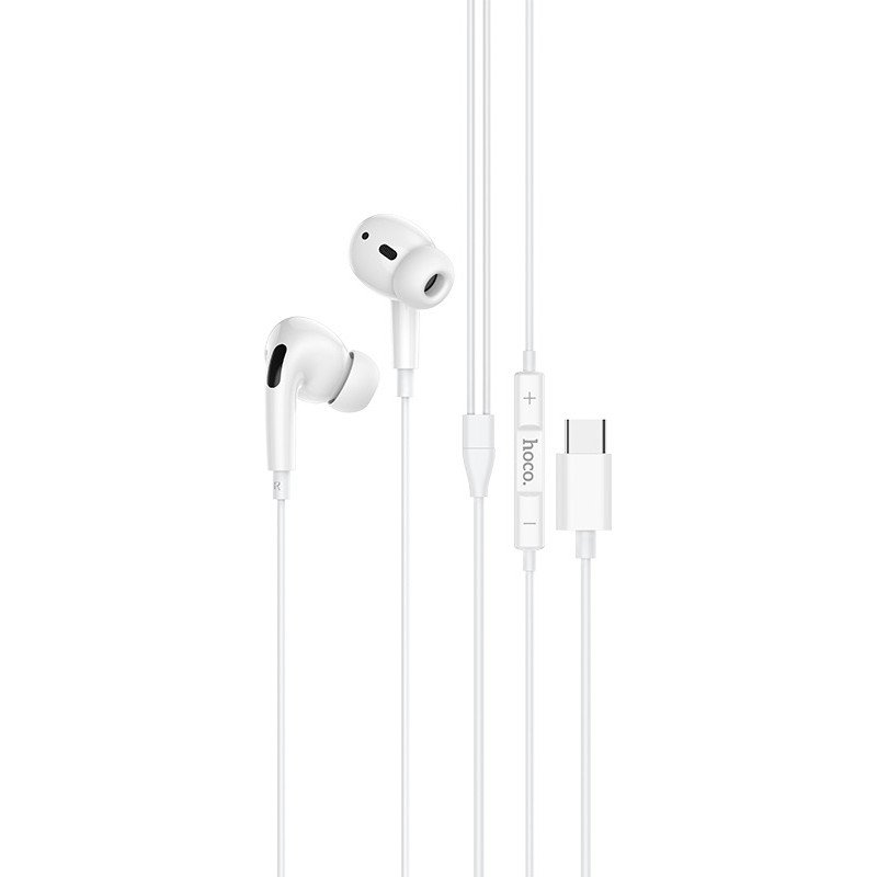 Hands Free Earphones Stereo Type C 1.2m White Ακουστικά Στερεοφωνικά & Μικρόφωνο Λευκά Hoco M1Pro