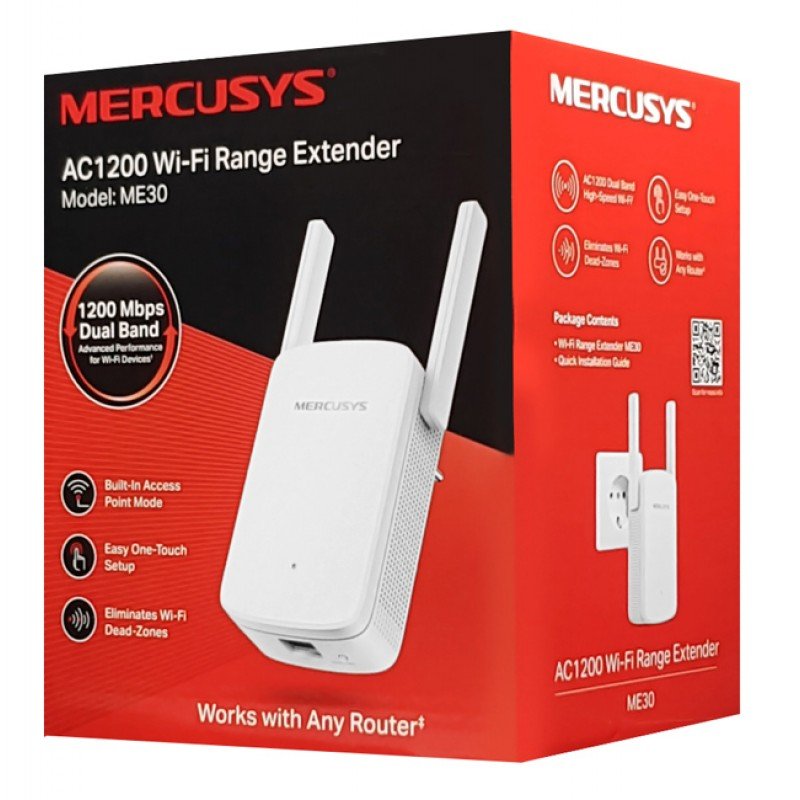 Mercusys ME30 V1.0 AC 1200Mbps Universal WiFi Dual Band Range Extender-Access Point Ασύρματος Αναμεταδότης Δικτύου