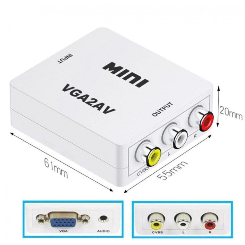 VGA Converter Adapter To AV TV 3 X RCA F/F Multimedia