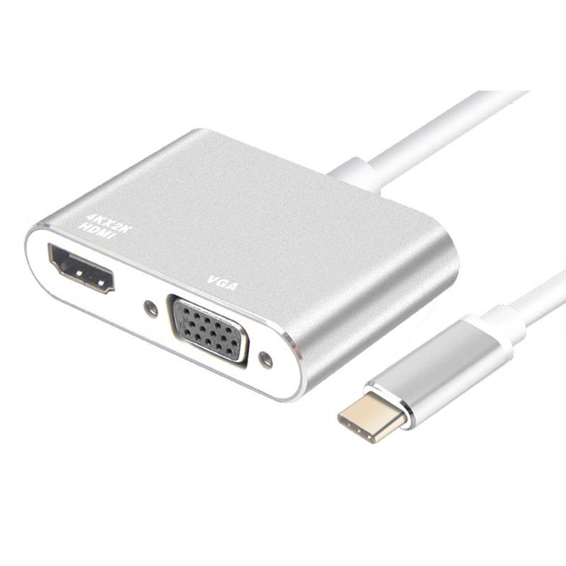 USB 3.1 Type C To Hdmi & Vga 0.1m 4K Silver PTH-041