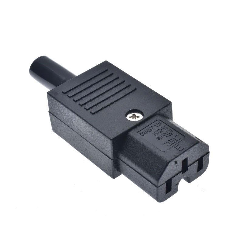 Power Plug Ups Adaptor Female 3Pin Black Τελικό Βύσμα Τροφοδοσίας Θηλυκό Αυλάκι Μαύρο Φις XJ-I008B