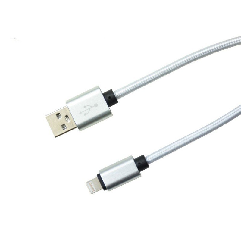 USB A 2.0 Cable Male To Lightning Silver 1m Copper Corded