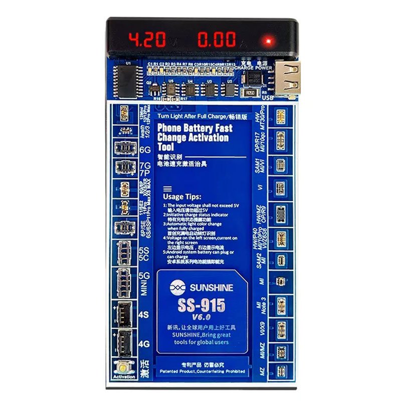 Πλακέτα Φόρτισης-Ελέγχου Μπαταριών SS-915 Smartphone Battery Charger-Tester