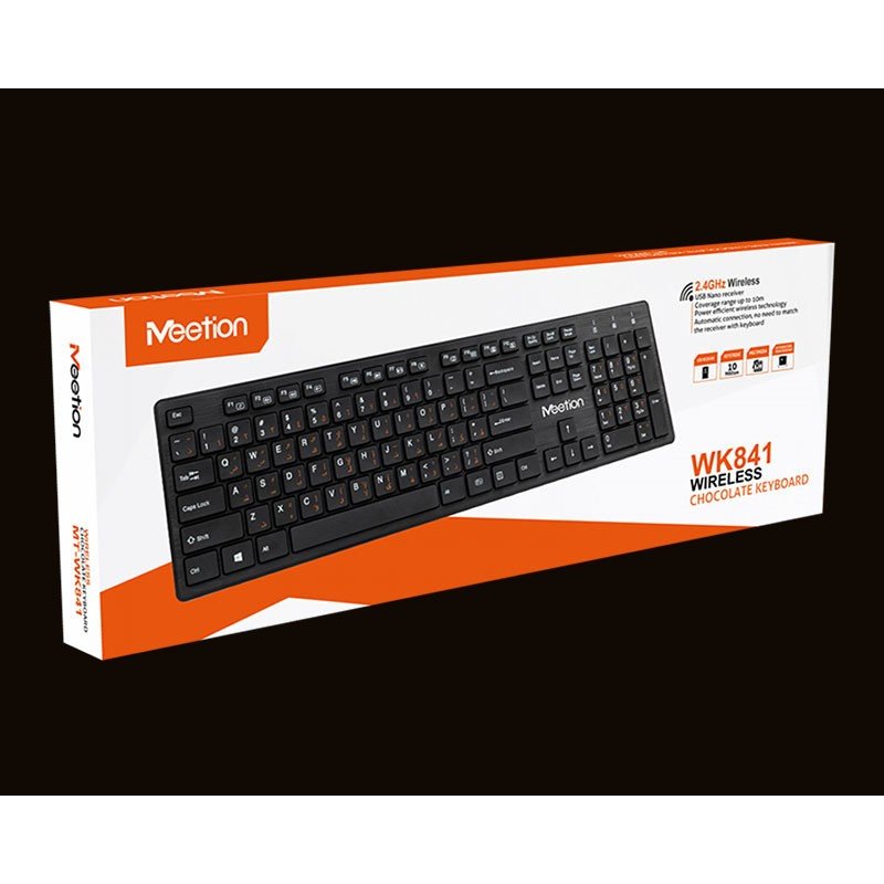 Wireless Slim Keyboard 2.4Ghz Black Meetion WK841 Πληκτρολόγιο Ασύρματο Μαύρο