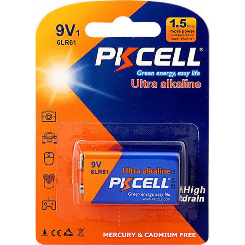 Μπαταρία PKcell 9V Battery Ultra Alkaline 6LR61