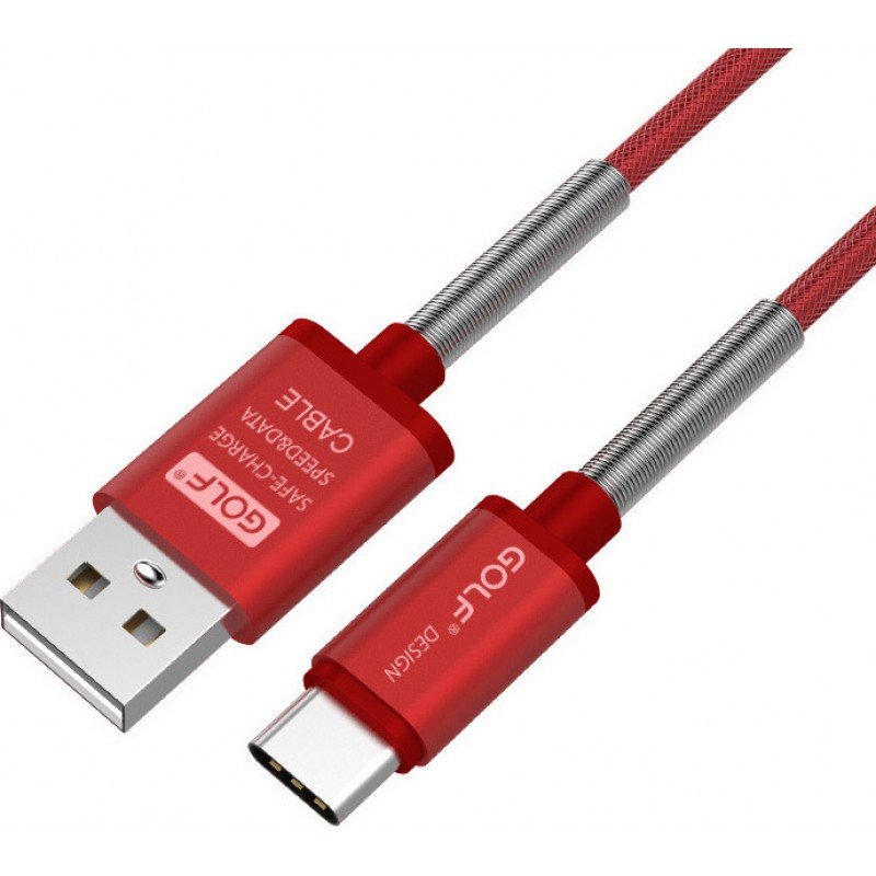 Golf GC-40T-RD USB A 2.0 Type C Cable 1m Red Braided Fast Charging