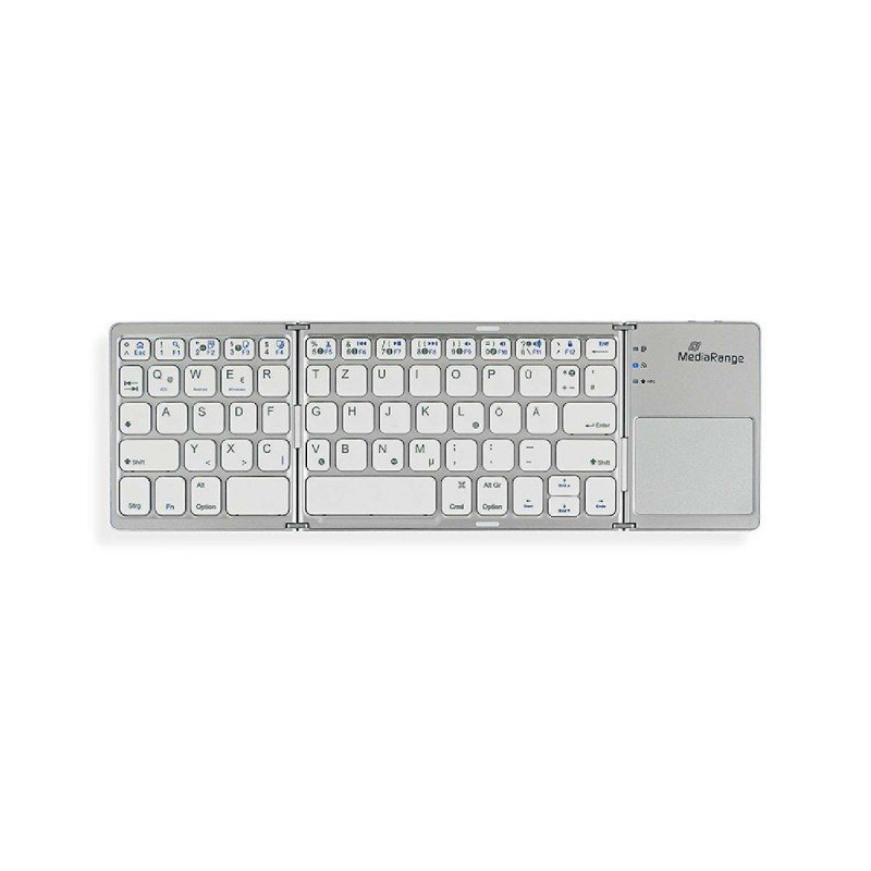 Wireless Slim Keyboard & Touch Pad Bluetooth V5.0 Silver Foldable MediaRange MROS133-GR Πληκτρολόγιο Ασύρματο Ασημί