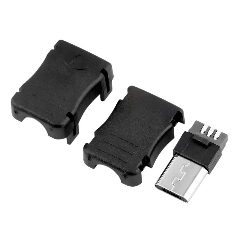 Micro USB Type B Male 5 Pin Plug Connector Plastic Cover