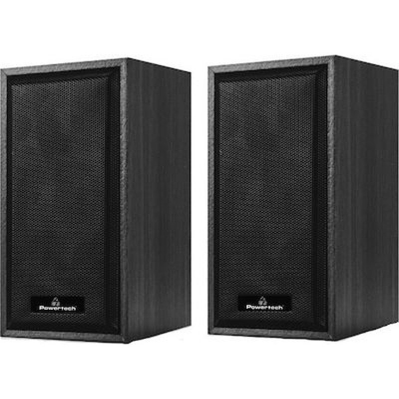 Powertech PT-845 Speakers ΅Wooden 2 X 3 Watt RMS Jack 3.5 & USB Black Ηχεία Μαύρα